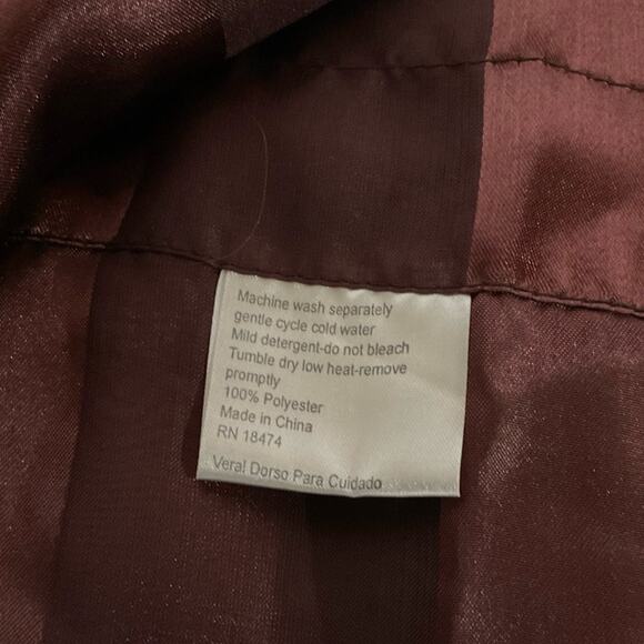 Sheer Maroon Curtains With Sateen Stripes-4 Panels (42” W x 84” L) - Picture 5 of 5